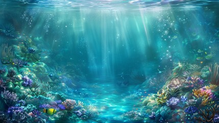 Enchanting Underwater Seascape with Sunlit Ocean and Vibrant Marine Life