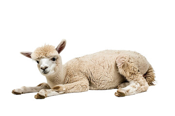 Fototapeta premium Lama isoliert an weißem Hintergrund