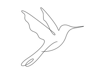 Humming bird continuous one line drawing vector illustration 