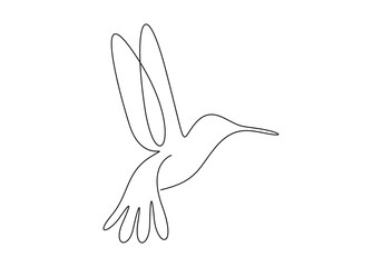 Fototapeta premium Humming bird continuous one line drawing vector illustration 