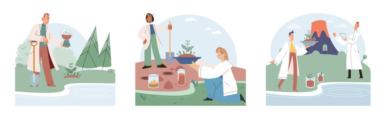 Nature science. Vector illustration. Scientific experiments are conducted to investigate natural phenomena and test hypotheses Science and technology collaborate to deepen our understanding natural