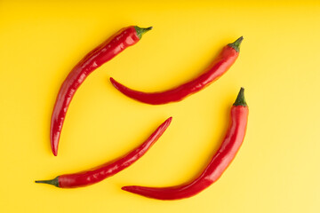 red hot chili peppers on yellow background