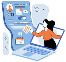 Personal profile. Vector illustration. Personal profiles enable individuals to present their professional identities to wider audience The personal profile metaphor compares profile to digital