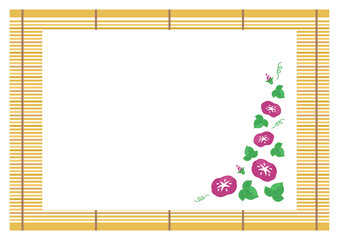 夏の背景素材、スダレと朝顔のベクターイラスト02