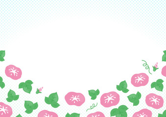 ピンクの朝顔の暑中見舞い、グリーティングカードのデザイン