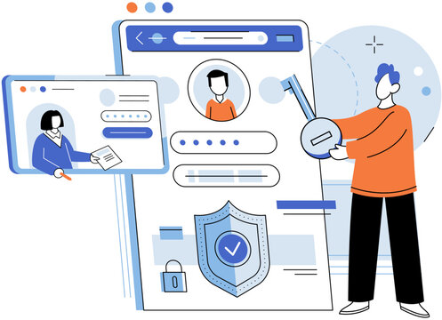 Personal profile. Vector illustration. Technology advancements have transformed way personal profiles are created and accessed User-friendly interfaces make it easy to update personal profile pages