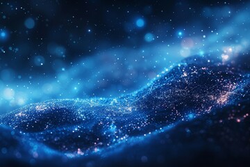 Fototapeta premium A mesmerizing backdrop with blue hues and glitters resembling a starry night sky, conveying magic and infinity