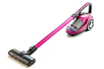 A lightweight stick vacuum cleaner with a swivel head and LED lights for efficient cleaning isolated on a solid white background.
