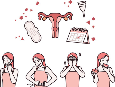 woman with Menstruation premenstrual syndrome illustration