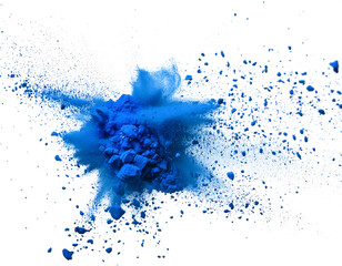 Explosion of blue powder against a dark background