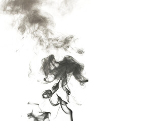 Wispy white smoke against a dark background