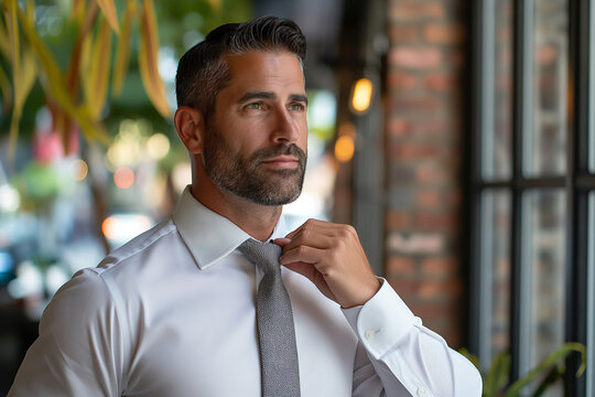 Businessman getting dressed to go to work with peace of mind	