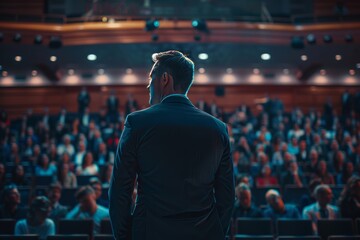 speaker speaking in front of the audience