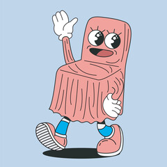 groovy cartoon wedding guest chairs with happy expressions