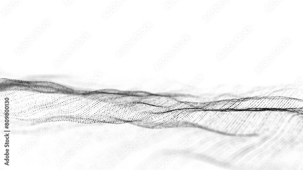 Aufkleber Technology white wave of particles. Big data visualization. Analytics representation. Digital background. 3d rendering.