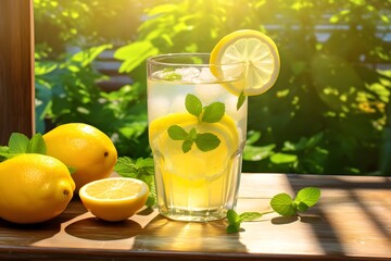 glass of lemonade with lemon