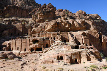 View at the tombes in Petra, Jordan