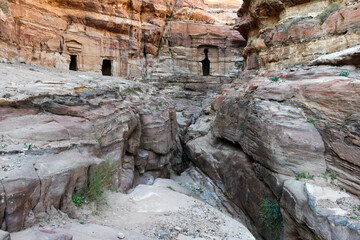 View at the tombes in Petra in Jordan