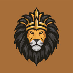 a lion head with a gold crown and a gold crown.