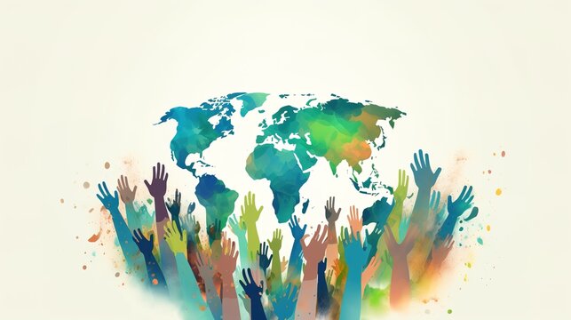 World population day illustrations generated from population composition maps.AI generated. 