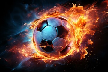 Fototapeta premium Intense Soccer football flame. Goal equipment. Generate Ai