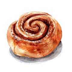 A Cinnamon roll watercolor clipart, isolate white background
