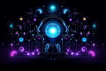 Obraz premium An illustration of a glowing blue and purple alien artifact.