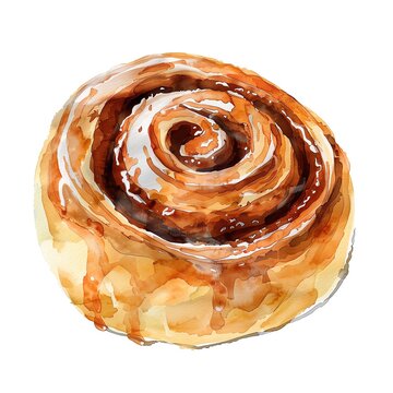 recommend clip art: A Cinnamon roll watercolor clipart, isolate white background