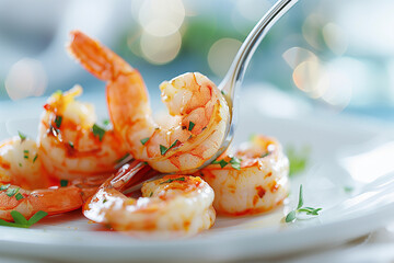 tasty and healthy shrimps on a plate, crabs, prawns, delicious