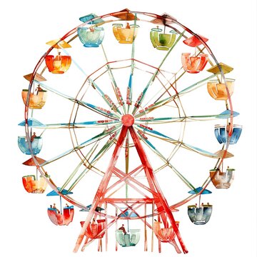 recommend clip art: A Ferris wheel watercolor clipart, isolate white background