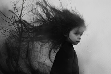 Little Girl Trauma, Black Forest Landscape, Anxiety, Mental, Depression