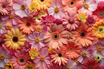 Vibrant Collection of Gerbera Daisies in Various Shades of Pink and Orange
