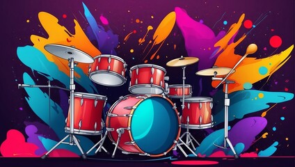 World music day with headset headphones, Music day event and colorful background. Generative Ai.