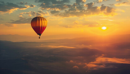 Fototapeta premium hot air balloon in the sky at sunset