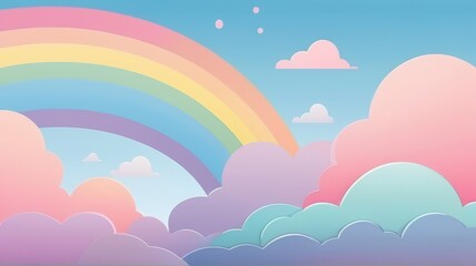 Playful Comic Sky . Pastel Rainbow Art Suitable for Background