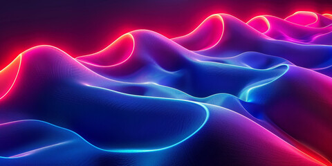 Fototapeta premium Abstract colorful neon light wavy background,3d abstract dots representing digital binary data. Concept for big data, deep machine learning, artificial intelligence, business technology background.