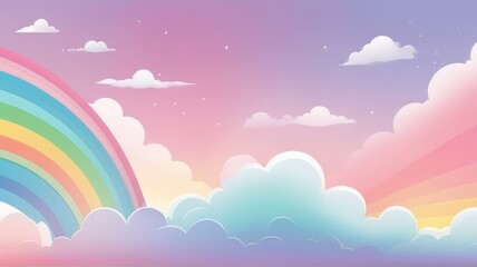 Colorful Pastel Sky . Joyful Kawaii Art Suitable for Background