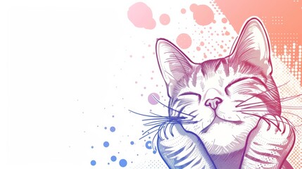 Obraz premium Beautiful cat background in illustration for graphic design background
