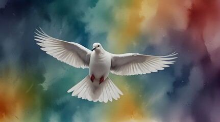 Fototapeta premium Dove of peace on watercolor background.generative.ai
