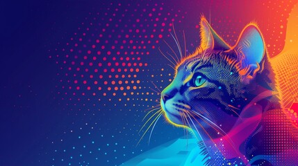 Beautiful cat background in illustration for graphic design background