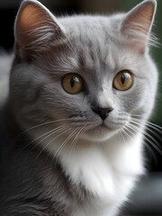 Fototapeta premium Gray Cat Animal Realistic Photo Illustration Art