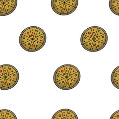 pizza doodle style seamless pattern
