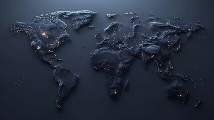 World map on dark background. AI generate illustration