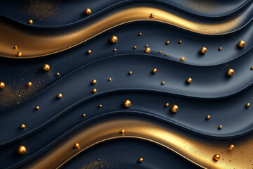 A black and gold wallpaper featuring numerous bubbles floating in a wave-like abstract background, creating a visually striking and dynamic pattern