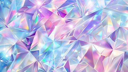 Captivating Holographic Polygonal Texture Background with Iridescent Hues and Mesmerizing Hologram Effects
