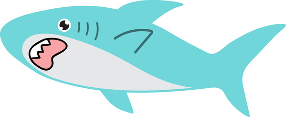 cute shark cartoon art, sea animal