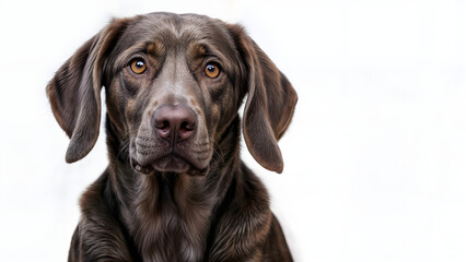 black labrador dog,close up of a dog on a white background.