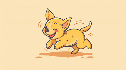 Obraz premium A playful puppy with floppy ears chasing its tail in circles, chibi illustration, cute animals