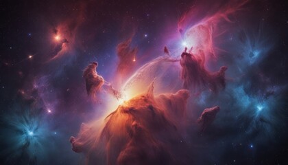 Nebula and galaxies in space. Abstract cosmos background