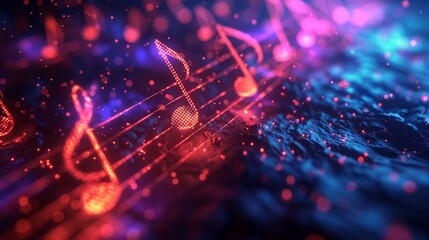 Music note with overlaying music notes